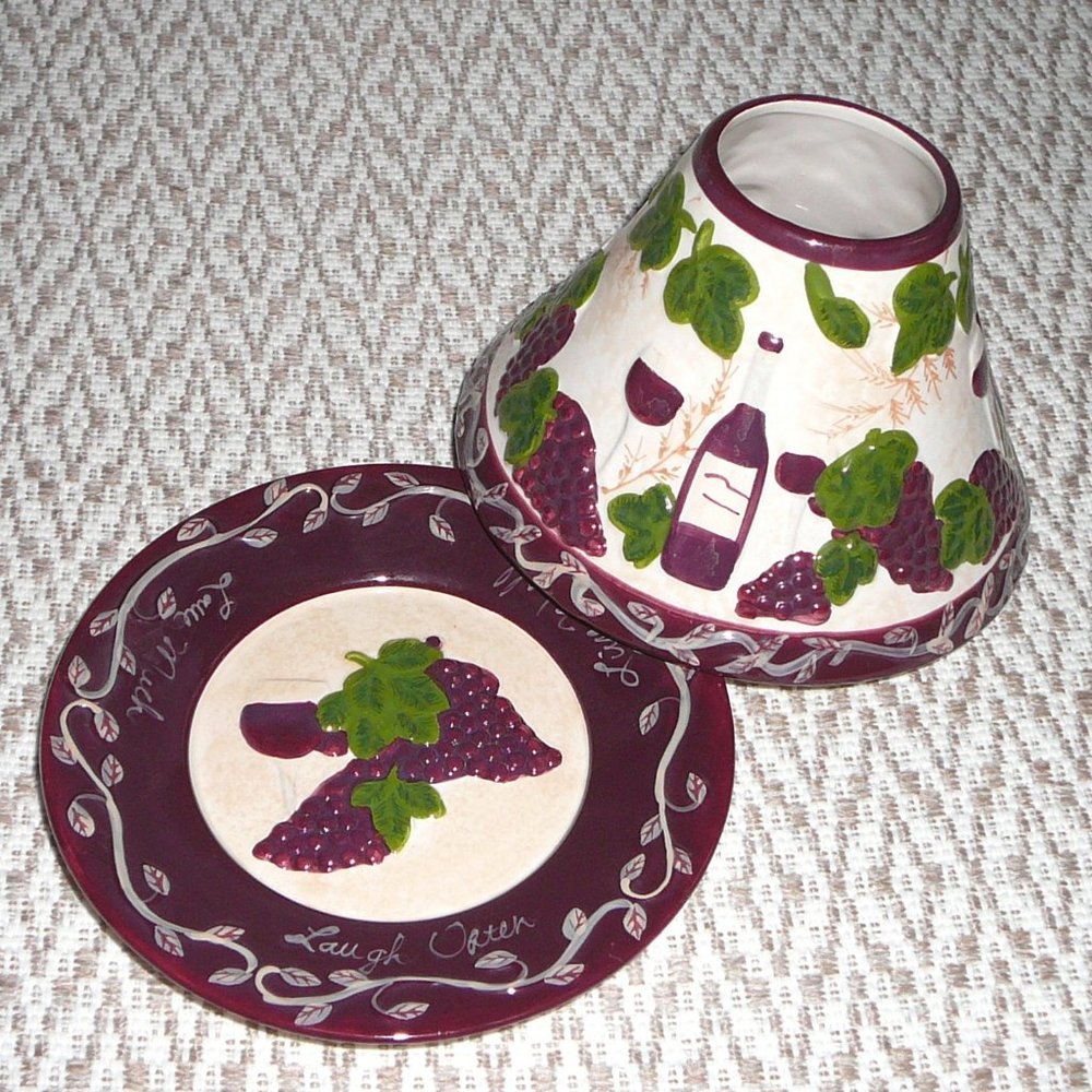 Candle Shade & Plate Grapevine Wine Italian Decor